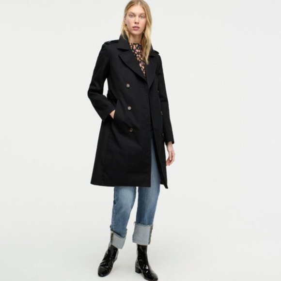 J Crew Black 2011 Icon Trench Coat - Picture 2 of 13